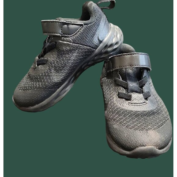 Nike Baby Boys Black Sneakers 6c Lightweight Fabric Hook Loop Closure Comfortab - Picture 3 of 7